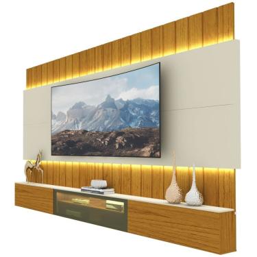 Imagem de Painel Estante Home Suspenso Gelius Soberano Reflecta para TV de até 85polegadas com LED Naturale OFF White