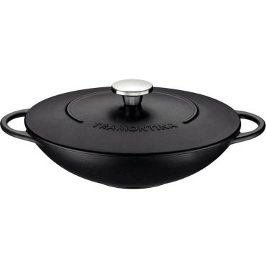 Imagem de Panela Wok Tramontina Trento em Ferro Esmaltado Antiaderente 5L Starflon Excellent com...