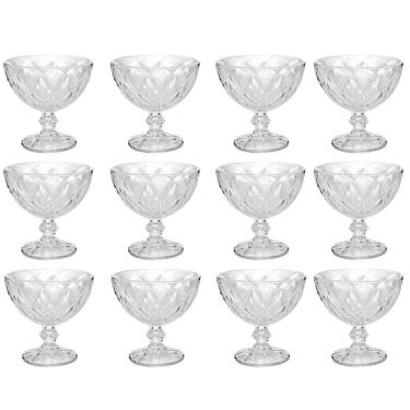 Imagem de Jogo 12 Taças Diamond  Lyor Sobremesa 250ml Vidro Transparente Tigela Pote Doces