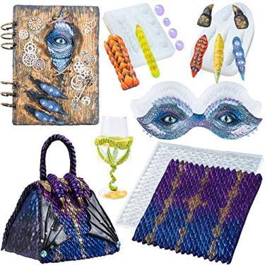 Imagem de Conjunto de moldes de silicone de resina epóxi dragão escamas pele olhos garras barbatanas dorsais para decoração de bolo fondant, chocolate, artesanato de argila de polímero, pacote com 4 13