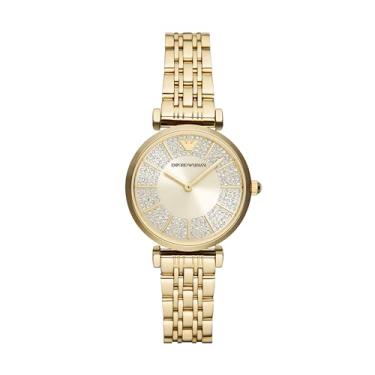 Imagem de Emporio Armani Relógio feminino com duas mãos em aço inoxidável dourado (modelo: AR11608), Dourado