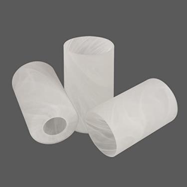 Imagem de Anmire Pacote com 3 lâmpadas de vidro cilíndrico branco alabastro substituição com abertura de ajuste de 3,5 cm para ventilador de teto, luminária pendente de arandela de parede G0121