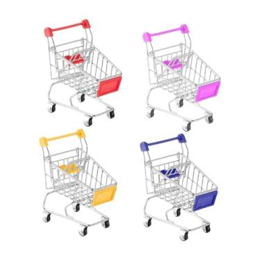 Imagem de Generic 4x Mini carrinho de compras para crianças, carrinho de empurrar, brinquedo, ornamento, armazenamento, brinquedos, papelaria, presente criativo para