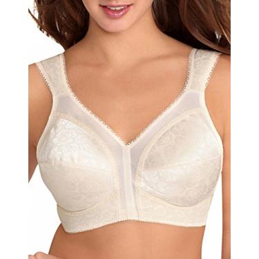 Imagem de PLAYTEX Sutiã feminino sem fio com alça confortável 18 horas, sutiã de cobertura total com TruSupport de 4 vias, pacote com 2, Bege natural, 44D