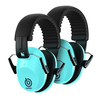 Imagem de Protetor auricular EAREST com 2 unidades de proteção para redução de ruído, protetor de ouvido para tiro com uma bolsa de transporte útil + cinto, NRR 20DB Professional Ear Defenders para adultos e crianças – Azul