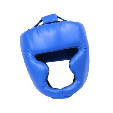 Imagem de oshhni Protetor de cabeça para boxe, macio, respirável, proteção profissional para a cabeça para sparring, luta livre, karatê, taekwondo, Azul Adulto
