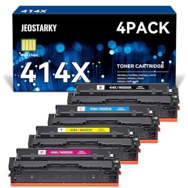 Imagem de Cartuchos de toner 414X pacote com 4 (com chip) substituição de alto rendimento para HP 414X 414A W2020X W2020A compatível com HP Color Pro MFP M479fdw M454dw M454dn M479fdn M479 M454 M455 (preto ciano magenta amarelo)