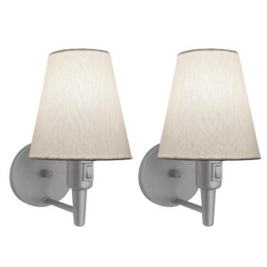 Imagem de Kit/2 Arandela Cone Md-2013 Cinza C/ Inter Liga e Desl Cúpula em Tecid