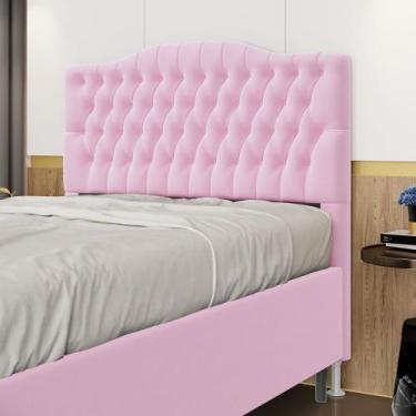 Imagem de Cabeceira Pollux 140 Decorativa de Cama Casal Z-021 Sued Rosa Bebê Ara