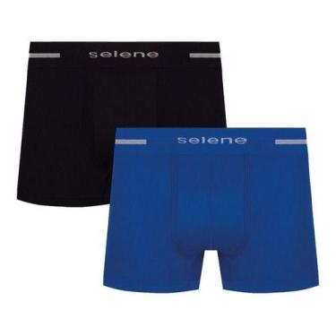 Imagem de Kit 2 Cueca Box Boxer Microfibra Selene Masculina Original, Preta com 