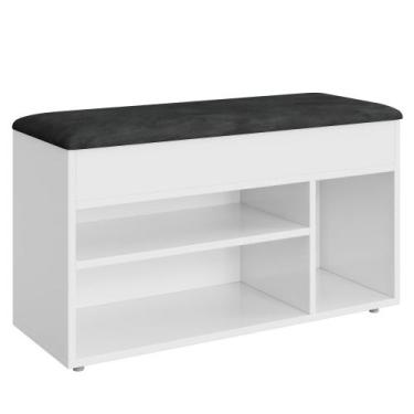 Imagem de Sapateira Puff Baú 3 Nichos Até 6 Pares Estofado material sintético Pr
