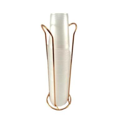 Imagem de Suporte Organizador Porta Copos Descartáveis 200ml Aço Cozinha Cobre R
