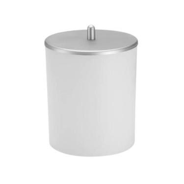 Imagem de Lixeira 5 Litros Cesto De Lixo Tampa Prata Banheiro Pia Cozinha Escrit