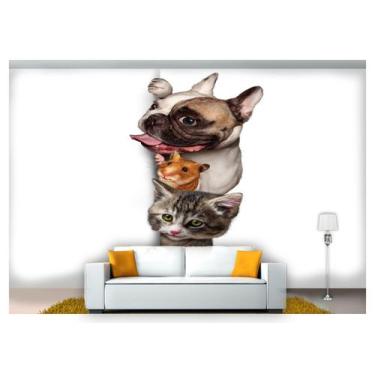 Imagem de Papel De Parede Animais Cachorro Gato Pet 3D Anm162 - Você Decora
