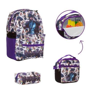 Imagem de Kit Bolsa Escolar Infantil Wandinha Alça Costas Reforçada - Toys 2U