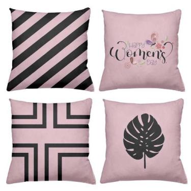 Imagem de Kit 4 Almofadas Decorativas Cheias 40x40cm Happy - Deluzz