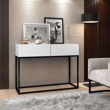 Imagem de Aparador Buffet Estilo industrial 2 Gavetas Branco com Preto - LCN Móv