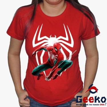 Imagem de Baby Look Homem Aranha 100% Algodão - Blusa Feminina Homem-Aranha -  S