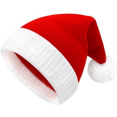 Imagem de qikqik Chapéu de Papai Noel para bebês, chapéu de Natal infantil, chapéu de Papai Noel, gorro de tricô para bebês, chapéu de Papai Noel para recém-nascidos, Vermelho, 6-24 Months