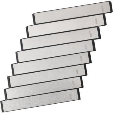 Imagem de RUIXIN PRO 8 peças de pedras de afiar facas de diamante para RUIXIN PRO RX-008 RX-009 Kit de apontador de facas de ângulo fixo, conjunto profissional de pedra de amolar com base: