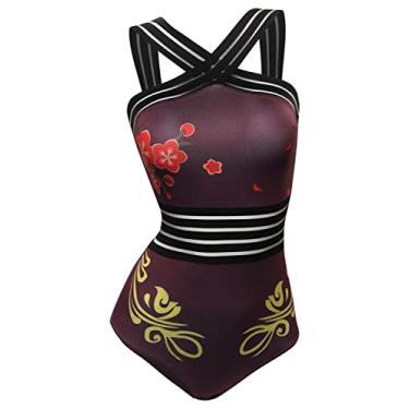 Imagem de Alleyon Hu Tao Maiô Genshin Impact Maiô Cosplay Feminino Anime Biquíni M