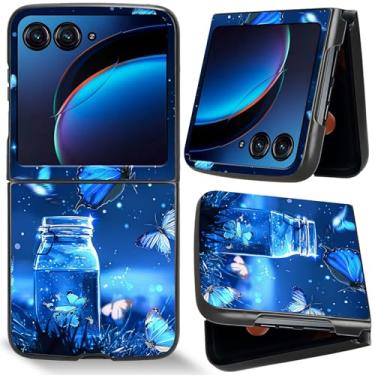 Imagem de RWUTYTIUL Capa protetora para celular Motorola Razr 50 Ultra/Motorola Moto Razr Plus 2024, Borboleta Azul, ultrafina, durável, com carregamento rápido sem fio e resistência a impactos