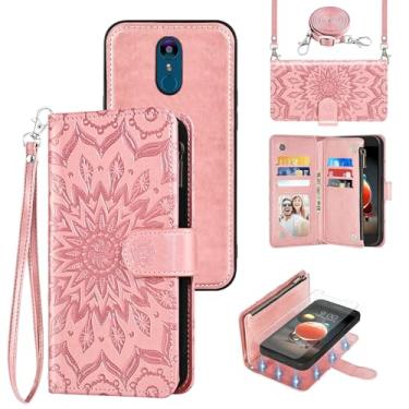 Imagem de Capa de telefone para LG Aristo 2 3 Plus/Rebel 4 LTE/Tribute Empire Dynasty/Zone 4/K8 Plus 2018 K8S/Fortune 2/Phonenix 4/Risio 3 Capa magnética com zíper e alça protetora de tela, porta-cartão, ouro