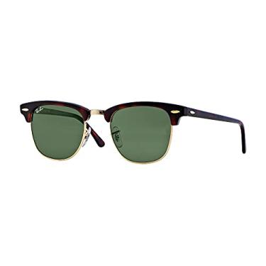 Imagem de Ray-Ban RB3016 Clubmaster Óculos de sol + Conjunto de acessórios Vision Group, Tartaruga falsa em Arista/Verde cristal (W0366), 49mm
