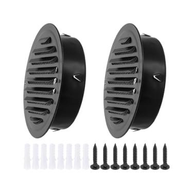 Imagem de PATIKIL Tampa de saída de ar redonda de 16 cm, 2 peças de aço inoxidável com persiana de entrada de parede, tela de grade para dutos de malha, ventilação com parafusos para ventilação, preto