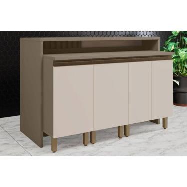Imagem de Bancada Ilha Cozinha Balcão Gourmet Connect C/ 4 Portas 145cm Duna/cristal - Henn