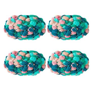 Imagem de 4 bolas de fio Pomp-A-Doodle, 100% poliéster Jelly Bean POM-POM para crochê, cobertor de tricô, tapete para animais de estimação, 600 g (sonho voador)