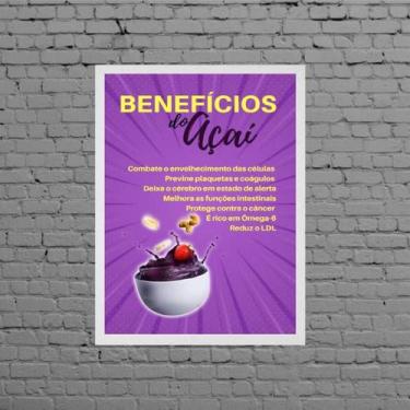 Imagem de Quadro Decorativo Benefícios Do Açaí 45x34cm - Quadros On-line, Madeir