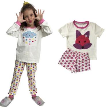 Imagem de  KIT PRONTO 2 Pijamas Infantis Menina 1 ao 10 anos 100% Algodão DETALH