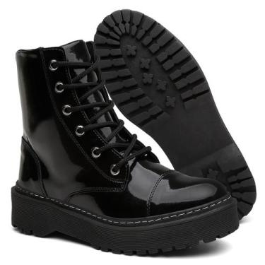 Imagem de Bota Coturno Tratorada Feminina Preto Cano Médio  Confortável e Estilo