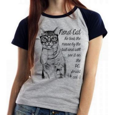 Imagem de Baby look blusa feminina ou Camiseta unissex Gato Nerd Mouse - Empório