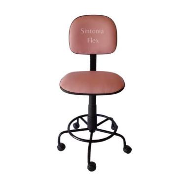 Imagem de Cadeira  secretaria  com regulagem de altura - base de ferro - rodízio