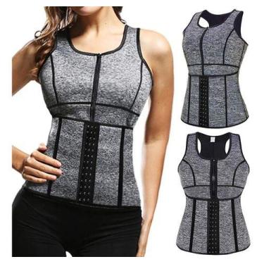 Imagem de Cinta Modeladora Feminina Queima Gordura Zíper Cinza - OEM, Cinza, P