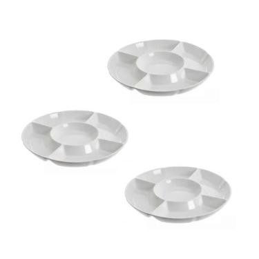 Imagem de Kit 3un petisqueira 5 divisões melamina  branco tabua frios - Unyhome
