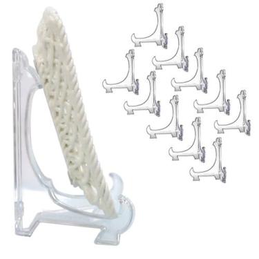 Imagem de Kit 10 Peças Suporte P/ Pratos Acrílico Transparente 12,5cm