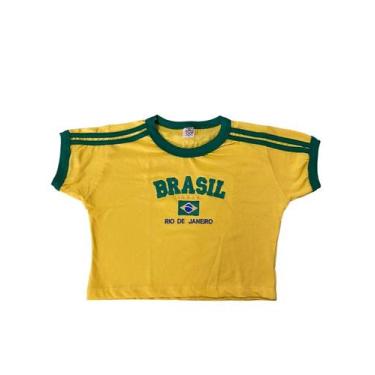 Imagem de Cropped Brasil Bordada Feminina - Tojoia18K, M