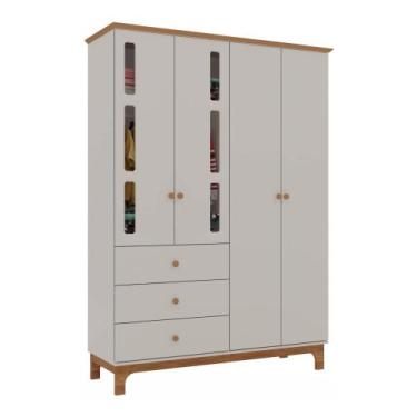 Imagem de Roupeiro Infantil Antonella 4 Portas 3 Gavetas Off White/Caramelo Móve