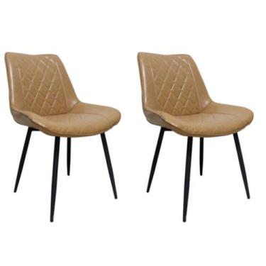 Imagem de Kit com 2 Cadeiras Haifa Assento em MDF e Base em Aço Fratini, Caramel