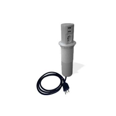 Imagem de Torre de Tomada Automática 1 Elétrica 10A + 2 USB Charger Prata - QTMo