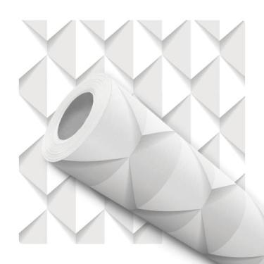 Imagem de Papel De Parede Vinílico Geométrico Branco Efeito Visual 3D 5m - DELIQ