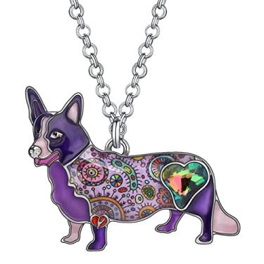 Imagem de DALANE Colar de raças de cachorro fofo de liga esmaltada, pingente, joias de animais de estimação, presentes para mulheres, berloques para decoração, 43mm x 36mm, Zinco, Sem Pedra Preciosa