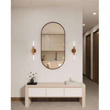 Imagem de Espelho luxo oval decorativo 115x60cm banheiro sala quarto hall moldur