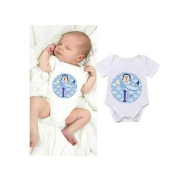 Imagem de Kit adesivo Ursinho aviador azul 12 meses mesversario bebe para colar 