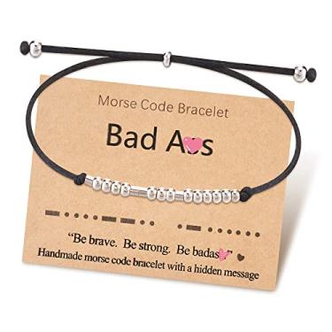 Imagem de Tarsus Morse Code Pulseiras Joias Presentes para Mulheres Homens Melhor Amigo Adolescente, Aço inoxidável, Sem pedras preciosas