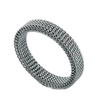 Imagem de HIJONES anel de noivado de malha trançada fashion trançado de aço inoxidável masculino