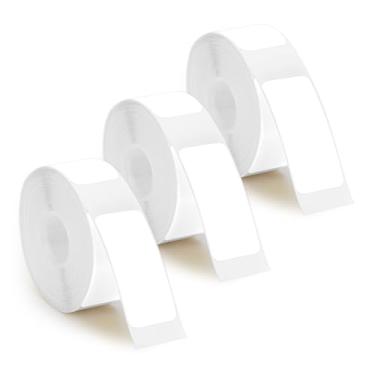 Imagem de 3 rolos de fitas de etiqueta para máquina de etiquetas Phomemo D30, 15 mm x 30 mm, rolo de papel adesivo térmico para casa, escritório, material escolar (branco)